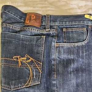 Men's Vintage 1987 Blue Denim Jeans with Yellow Stitching